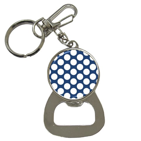 Dark Blue Polkadot Bottle Opener Key Chain from ArtsNow.com Front