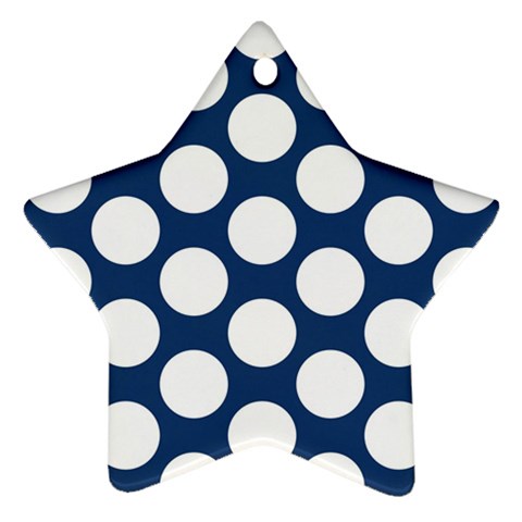 Dark Blue Polkadot Star Ornament (Two Sides) from ArtsNow.com Back