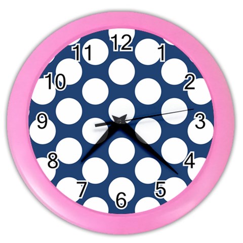 Dark Blue Polkadot Wall Clock (Color) from ArtsNow.com Front