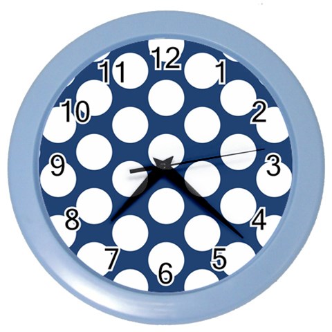 Dark Blue Polkadot Wall Clock (Color) from ArtsNow.com Front