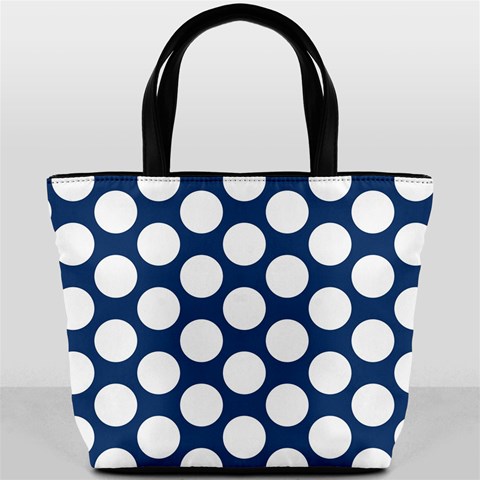 Dark Blue Polkadot Bucket Handbag from ArtsNow.com Back