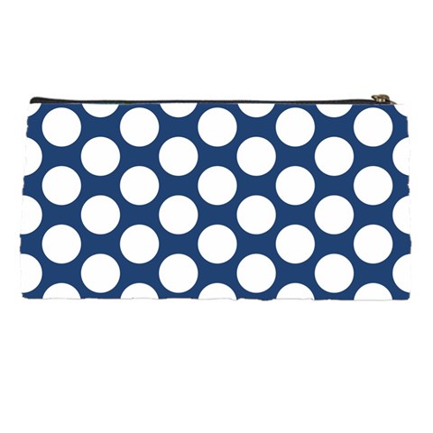 Dark Blue Polkadot Pencil Case from ArtsNow.com Back