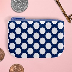 Dark Blue Polkadot Coin Change Purse from ArtsNow.com Front