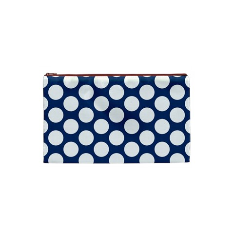 Dark Blue Polkadot Cosmetic Bag (Small) from ArtsNow.com Front