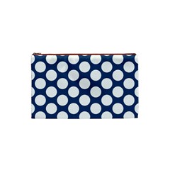 Dark Blue Polkadot Cosmetic Bag (Small) from ArtsNow.com Front