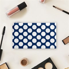 Dark Blue Polkadot Cosmetic Bag (Small) from ArtsNow.com Front