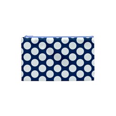 Dark Blue Polkadot Cosmetic Bag (Small) from ArtsNow.com Front