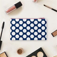 Dark Blue Polkadot Cosmetic Bag (Small) from ArtsNow.com Back