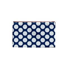 Dark Blue Polkadot Cosmetic Bag (Small) from ArtsNow.com Back