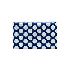 Dark Blue Polkadot Cosmetic Bag (Small) from ArtsNow.com Back