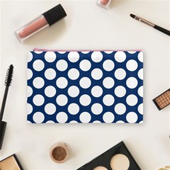 Dark Blue Polkadot Cosmetic Bag (Medium) from ArtsNow.com Front