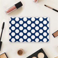 Dark Blue Polkadot Cosmetic Bag (Medium) from ArtsNow.com Front