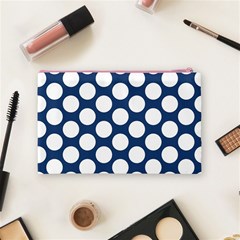 Dark Blue Polkadot Cosmetic Bag (Medium) from ArtsNow.com Back