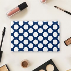 Dark Blue Polkadot Cosmetic Bag (Medium) from ArtsNow.com Back