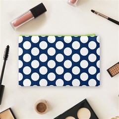 Dark Blue Polkadot Cosmetic Bag (Medium) from ArtsNow.com Back