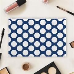 Dark Blue Polkadot Cosmetic Bag (Large) from ArtsNow.com Front