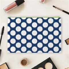 Dark Blue Polkadot Cosmetic Bag (Large) from ArtsNow.com Back