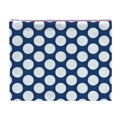 Dark Blue Polkadot Cosmetic Bag (XL) from ArtsNow.com Front