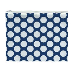 Dark Blue Polkadot Cosmetic Bag (XL) from ArtsNow.com Front