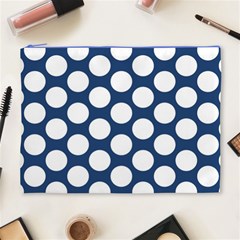 Dark Blue Polkadot Cosmetic Bag (XL) from ArtsNow.com Front