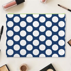 Dark Blue Polkadot Cosmetic Bag (XL) from ArtsNow.com Front