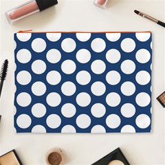 Dark Blue Polkadot Cosmetic Bag (XL) from ArtsNow.com Front