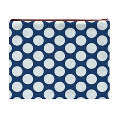 Dark Blue Polkadot Cosmetic Bag (XL) from ArtsNow.com Back