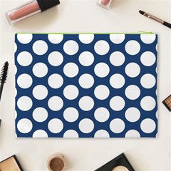 Dark Blue Polkadot Cosmetic Bag (XL) from ArtsNow.com Back