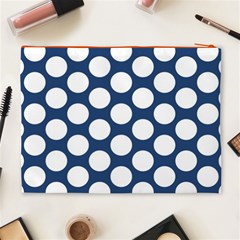 Dark Blue Polkadot Cosmetic Bag (XL) from ArtsNow.com Back