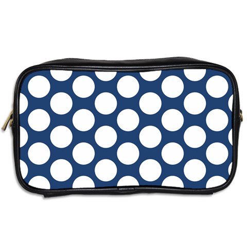 Dark Blue Polkadot Travel Toiletry Bag (Two Sides) from ArtsNow.com Back