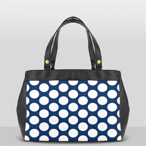 Dark Blue Polkadot Oversize Office Handbag (Two Sides) from ArtsNow.com Back