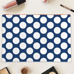 Dark Blue Polkadot Cosmetic Bag (XXL) from ArtsNow.com Front