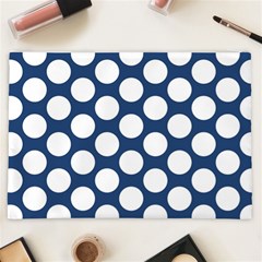 Dark Blue Polkadot Cosmetic Bag (XXL) from ArtsNow.com Back