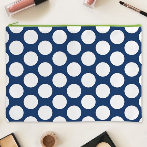 Dark Blue Polkadot Cosmetic Bag (XXXL) from ArtsNow.com Front