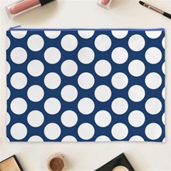 Dark Blue Polkadot Cosmetic Bag (XXXL) from ArtsNow.com Front