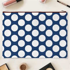 Dark Blue Polkadot Cosmetic Bag (XXXL) from ArtsNow.com Back