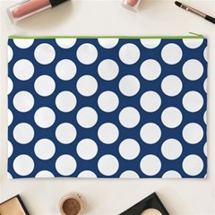 Dark Blue Polkadot Cosmetic Bag (XXXL) from ArtsNow.com Back