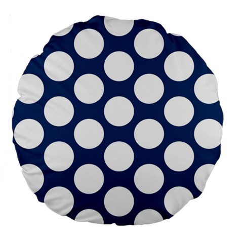 Dark Blue Polkadot 18  Premium Round Cushion  from ArtsNow.com Back