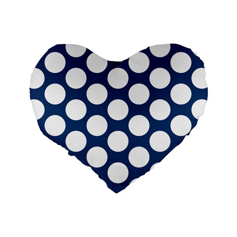 Dark Blue Polkadot 16  Premium Heart Shape Cushion  from ArtsNow.com Back