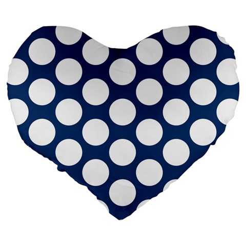 Dark Blue Polkadot 19  Premium Heart Shape Cushion from ArtsNow.com Back