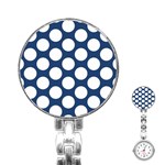 Dark Blue Polkadot Stainless Steel Nurses Watch