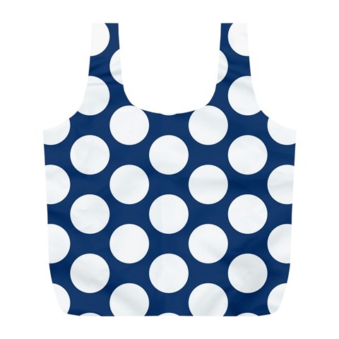 Dark Blue Polkadot Reusable Bag (L) from ArtsNow.com Back