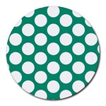 Emerald Green Polkadot 8  Mouse Pad (Round)