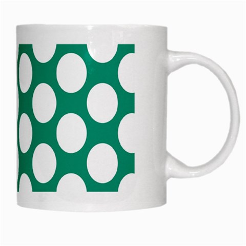 Emerald Green Polkadot White Coffee Mug from ArtsNow.com Right