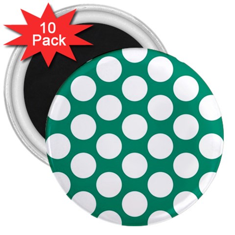 Emerald Green Polkadot 3  Button Magnet (10 pack) from ArtsNow.com Front