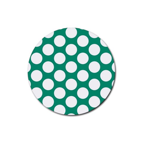 Emerald Green Polkadot Drink Coasters 4 Pack (Round) from ArtsNow.com Front