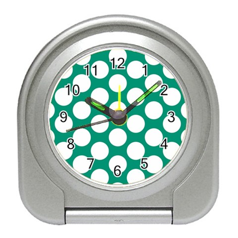 Emerald Green Polkadot Desk Alarm Clock from ArtsNow.com Front