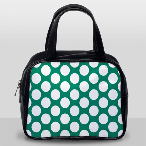 Emerald Green Polkadot Classic Handbag (Two Sides) from ArtsNow.com Back