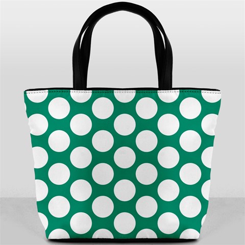 Emerald Green Polkadot Bucket Handbag from ArtsNow.com Back