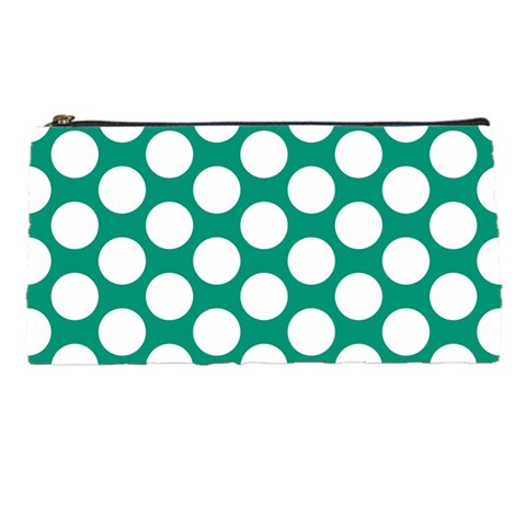 Emerald Green Polkadot Pencil Case from ArtsNow.com Front